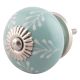Sea Green Leaf Floral Ceramic Drawer Knobs